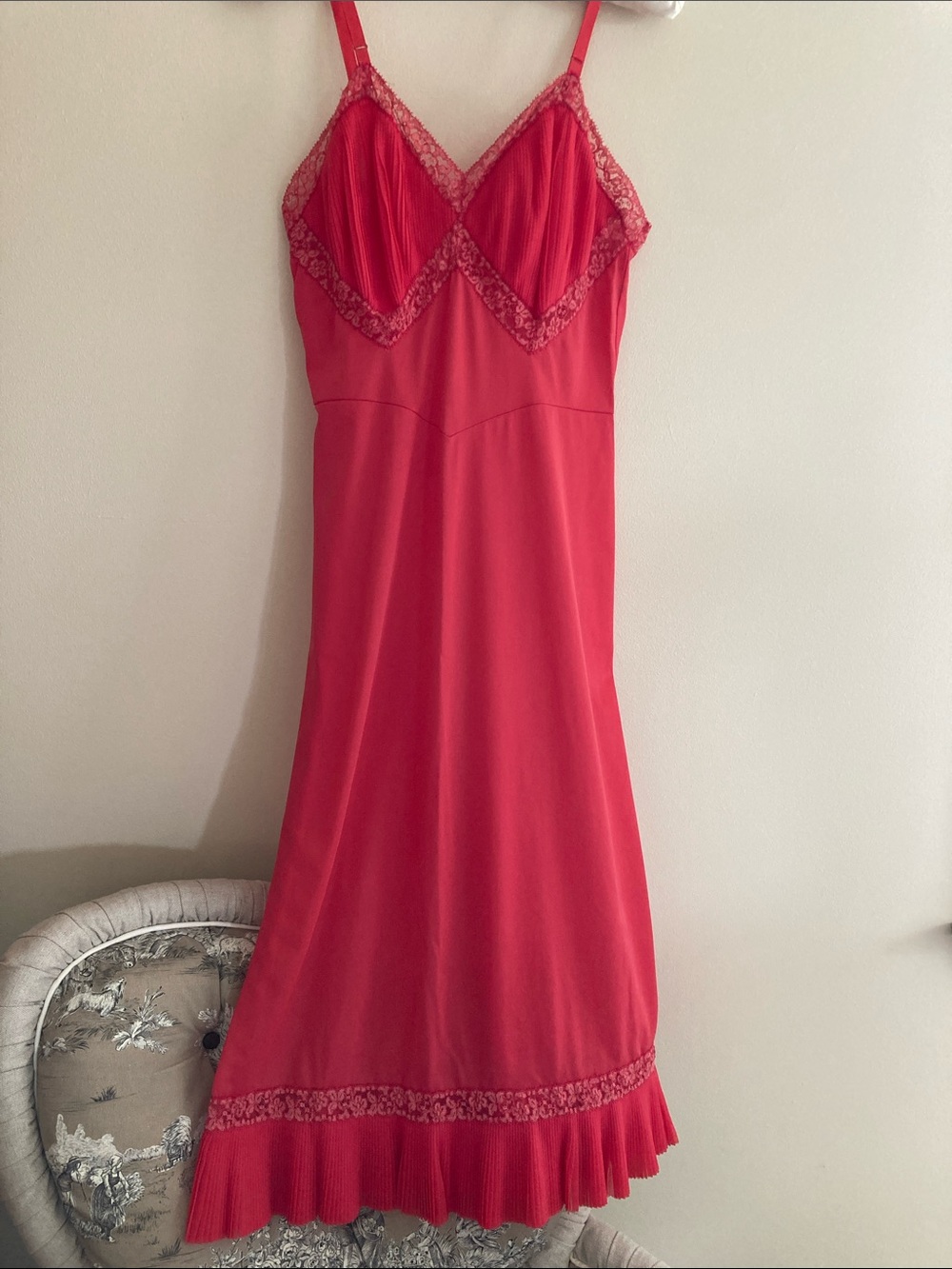 Vintage 1960s Red Lace Slip S